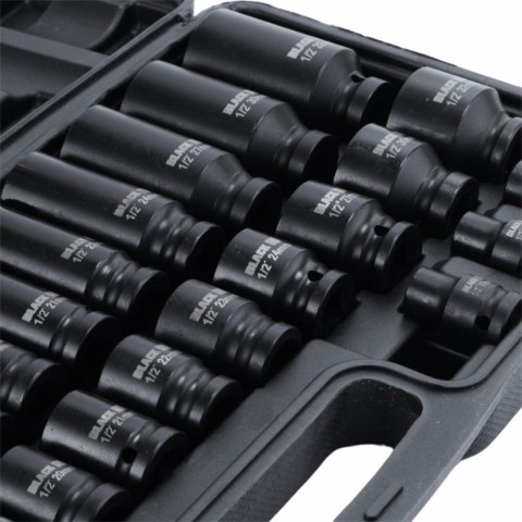 DUŻY ZESTAW NASADEK UDAROWYCH W WALIZCE HEXAGON 8-32MM 1/2" 35EL BLACK CRMO DUŻY ZESTAW NASADEK UDAROWYCH W WALIZCE HEXAGON 8-32MM 1/2" 35EL BLACK CRMO