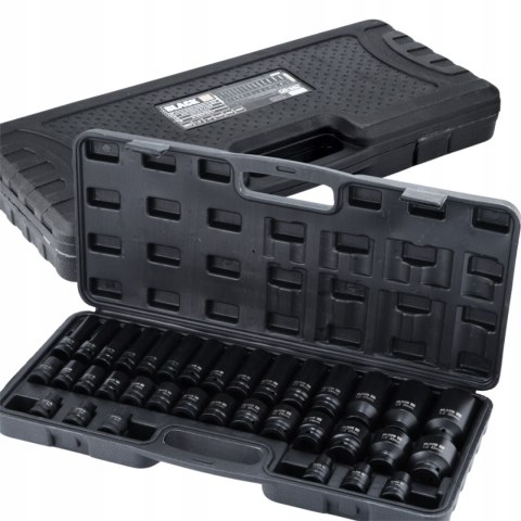 DUŻY ZESTAW NASADEK UDAROWYCH W WALIZCE HEXAGON 8-32MM 1/2" 35EL BLACK CRMO DUŻY ZESTAW NASADEK UDAROWYCH W WALIZCE HEXAGON 8-32MM 1/2" 35EL BLACK CRMO