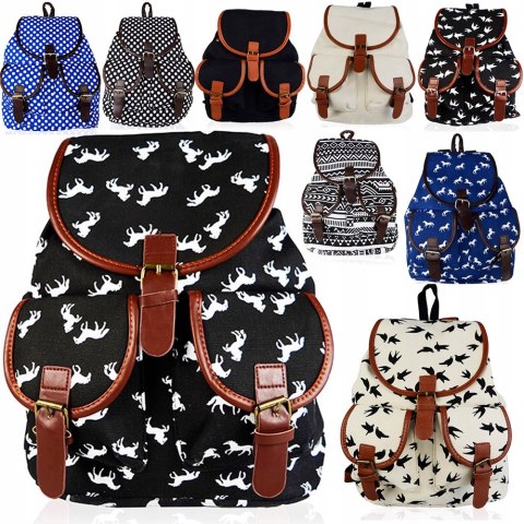 SZKOLNY PLECAK A4 VINTAGE UNISEX RETRO DUŻY SZKOŁA SZKOLNY PLECAK A4 VINTAGE UNISEX RETRO DUŻY SZKOŁA