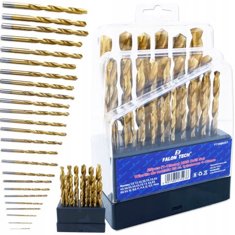 ZESTAW WIERTEŁ DO METALU tytan 1-13mm WIERTŁO 25el ZESTAW WIERTEŁ DO METALU tytan 1-13mm WIERTŁO 25el