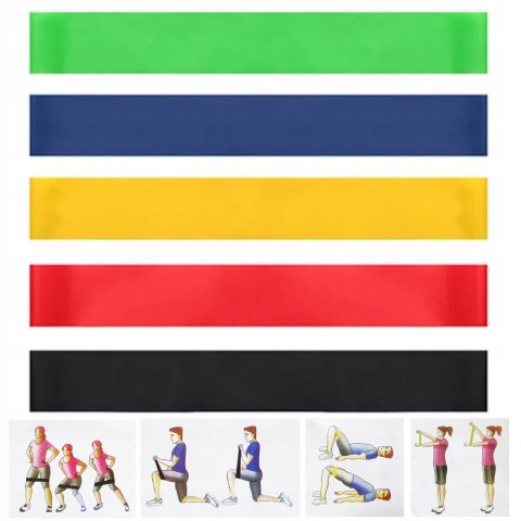 ZESTAW 5 GUM DO ĆWICZEŃ TAŚM MINI FITNESS CROSSFIT ZESTAW 5 GUM DO ĆWICZEŃ TAŚM MINI FITNESS CROSSFIT