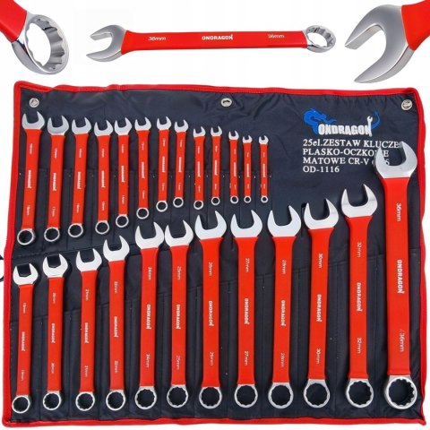 KLUCZE PŁASKO-OCZKOWE KLUCZE PŁASKIE ZESTAW KLUCZY Z GUMĄ ETUI 6-36mm 25EL KLUCZE PŁASKO-OCZKOWE KLUCZE PŁASKIE ZESTAW KLUCZY Z GUMĄ ETUI 6-36mm 25EL