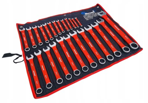 KLUCZE PŁASKO-OCZKOWE KLUCZE PŁASKIE ZESTAW KLUCZY Z GUMĄ ETUI 6-36mm 25EL KLUCZE PŁASKO-OCZKOWE KLUCZE PŁASKIE ZESTAW KLUCZY Z GUMĄ ETUI 6-36mm 25EL