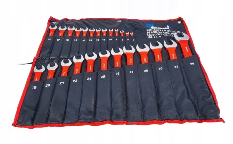 KLUCZE PŁASKO-OCZKOWE KLUCZE PŁASKIE ZESTAW KLUCZY Z GUMĄ ETUI 6-36mm 25EL KLUCZE PŁASKO-OCZKOWE KLUCZE PŁASKIE ZESTAW KLUCZY Z GUMĄ ETUI 6-36mm 25EL