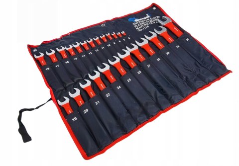 KLUCZE PŁASKO-OCZKOWE KLUCZE PŁASKIE ZESTAW KLUCZY Z GUMĄ ETUI 6-36mm 25EL KLUCZE PŁASKO-OCZKOWE KLUCZE PŁASKIE ZESTAW KLUCZY Z GUMĄ ETUI 6-36mm 25EL