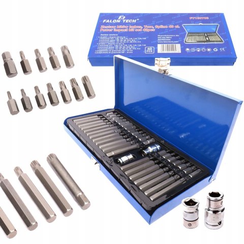 ZESTAW KLUCZE TORX SPLINE IMBUS HEX BITY 40szt CrV ZESTAW KLUCZE TORX SPLINE IMBUS HEX BITY 40szt CrV