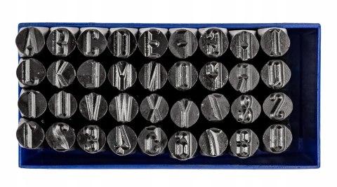ZNACZNIKI NUMERATORY STEMPLE WYBIJAKI ALFABET LITERY CYFRY 36el 10mm ZNACZNIKI NUMERATORY STEMPLE WYBIJAKI ALFABET LITERY CYFRY 36el 10mm