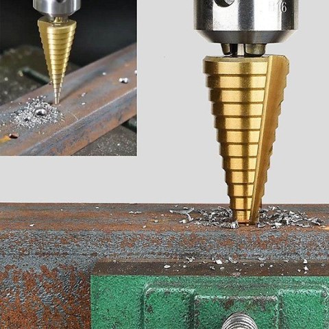 WIERTŁO HSS STOŻKOWE STOPNIOWE CHOINKOWE TYTAN DO METALU 4-52MM WIERTŁO HSS STOŻKOWE STOPNIOWE CHOINKOWE TYTAN DO METALU 4-52MM