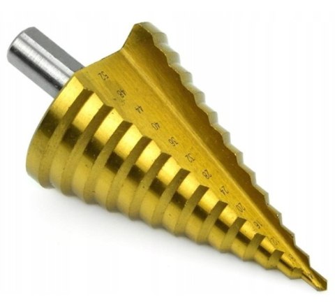 WIERTŁO HSS STOŻKOWE STOPNIOWE CHOINKOWE TYTAN DO METALU 4-52MM WIERTŁO HSS STOŻKOWE STOPNIOWE CHOINKOWE TYTAN DO METALU 4-52MM