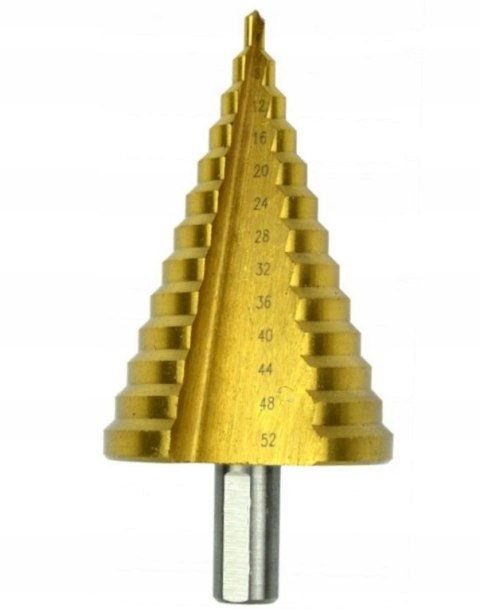 WIERTŁO HSS STOŻKOWE STOPNIOWE CHOINKOWE TYTAN DO METALU 4-52MM WIERTŁO HSS STOŻKOWE STOPNIOWE CHOINKOWE TYTAN DO METALU 4-52MM