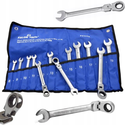 KLUCZE ŁAMANE Z GRZECHOTKĄ PŁASKO-OCZKOWE ZESTAW KLUCZY 12EL PŁACHTA