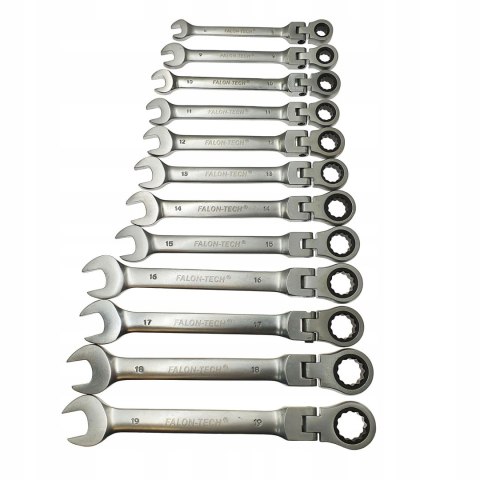 KLUCZE ŁAMANE Z GRZECHOTKĄ PŁASKO-OCZKOWE ZESTAW KLUCZY 12EL PŁACHTA