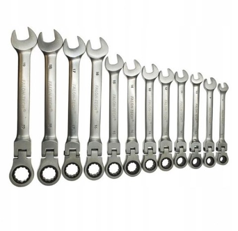 KLUCZE ŁAMANE Z GRZECHOTKĄ PŁASKO-OCZKOWE ZESTAW KLUCZY 12EL PŁACHTA