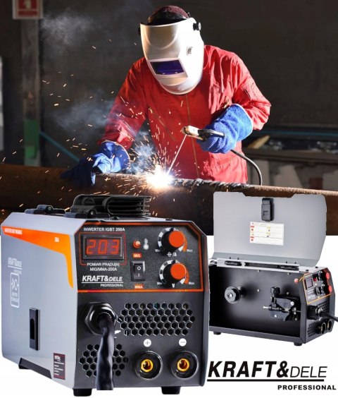 Półautomat spawalniczy MIG/MAG, MMA, TIG Kraft&Dele 40-200 A 230 V