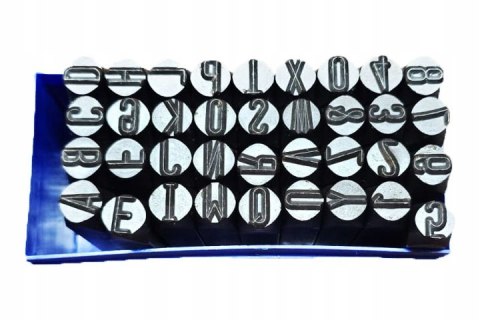 ZNACZNIKI NUMERATORY STEMPLE WYBIJAKI ALFABET LITERY CYFRY 36el 10mm