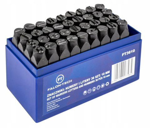 ZNACZNIKI NUMERATORY STEMPLE WYBIJAKI ALFABET LITERY CYFRY 36el 10mm