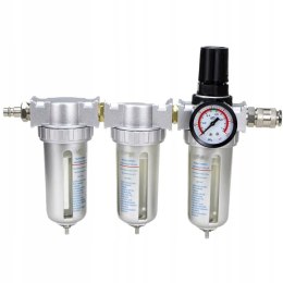 FILTR POWIETRZA ODWADNIACZ LAKIERNICZY+REDUKTOR MANOMETR 1/2 SZYBKOZŁĄCZKI
