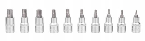 KLUCZE NASADOWE TORX SPLINE 1/2" CALA NASADKI BITY ZESTAW KLUCZY 19el