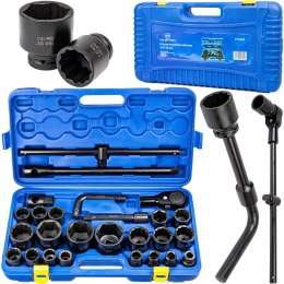 KLUCZE NASADOWE NASADKI UDAROWE Cr-V DO KÓŁ ZESTAW 26el. 3/4