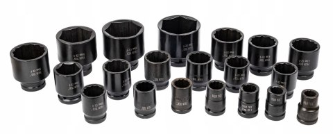 KLUCZE NASADOWE NASADKI UDAROWE Cr-V DO KÓŁ ZESTAW 26el. 3/4" 1"