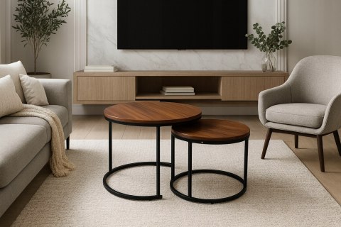 STOLIK KAWOWY 2w1 ZESTAW 2 STOLIKÓW KAWOWYCH OKRĄGY DO SALONU 70X45 + 50X40