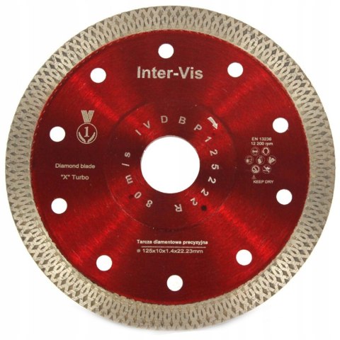 TARCZA DIAMENTOWA DO CIĘCIA PŁYTEK GRESU 125mm x 22,23 // TURBO NA SUCHO