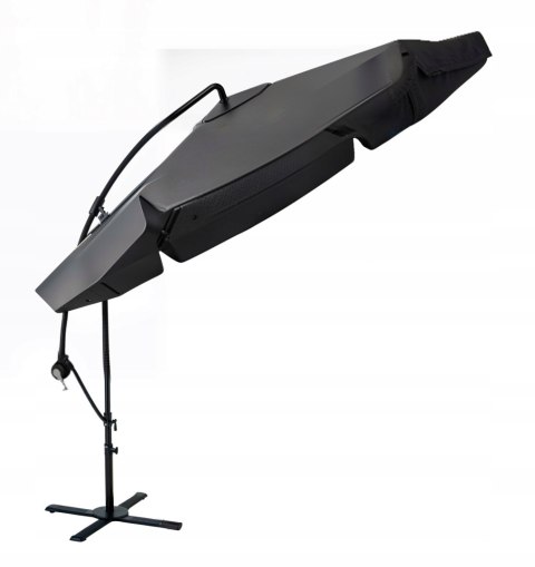 PARASOL OGRODOWY SZARY DUŻY SKŁĄDANY REGULOWANY Z WYSIEGNIKIEM 350CM 3,5M PARASOL OGRODOWY SZARY DUŻY SKŁĄDANY REGULOWANY Z WYSIEGNIKIEM 350CM 3,5M