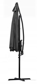 PARASOL OGRODOWY SZARY DUŻY SKŁĄDANY REGULOWANY Z WYSIEGNIKIEM 350CM 3,5M