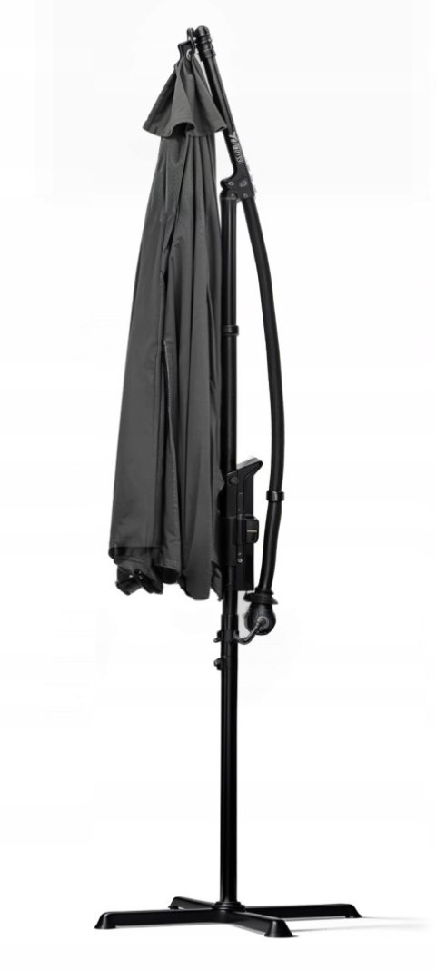 PARASOL OGRODOWY SZARY DUŻY SKŁĄDANY REGULOWANY Z WYSIEGNIKIEM 350CM 3,5M PARASOL OGRODOWY SZARY DUŻY SKŁĄDANY REGULOWANY Z WYSIEGNIKIEM 350CM 3,5M