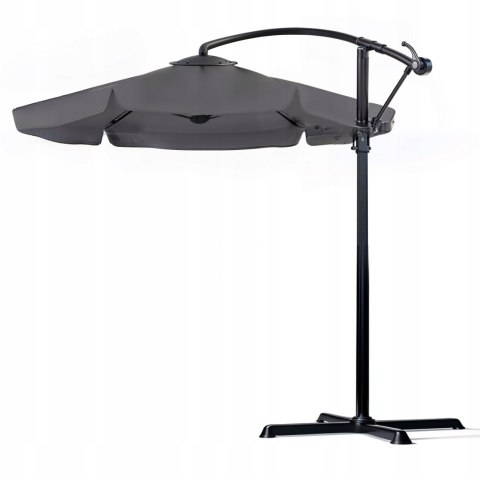 PARASOL OGRODOWY SZARY DUŻY SKŁĄDANY REGULOWANY Z WYSIEGNIKIEM 350CM 3,5M PARASOL OGRODOWY SZARY DUŻY SKŁĄDANY REGULOWANY Z WYSIEGNIKIEM 350CM 3,5M