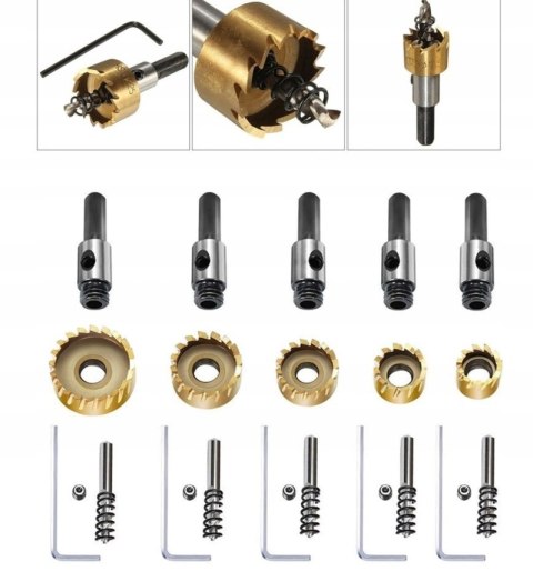 OTWORNICE WIDIOWE DO METALU STALI 5szt 16-30mm