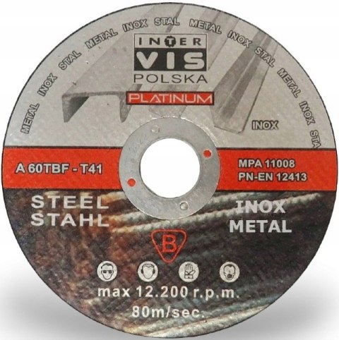 TARCZA DO CIĘCIA METALU STALI 125x1 INOX MOCNE 10 szt