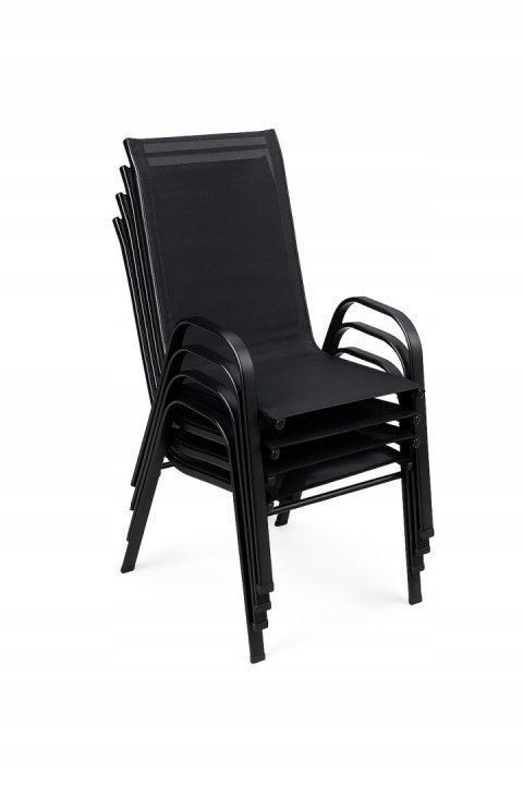 ZESTAW MEBLI DO OGRODU TARASU STÓŁ 120X72 4x KRZESŁA Black OGRODOWYCH