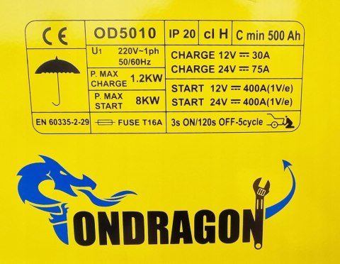 PROSTOWNIK AKUMULATOROWY Z ROZRUCHEM 400A 12/24V ŁADOWARKA SAMOCHODOWY MOC