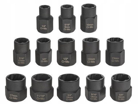 Wykrętaki do zerwanych urwanych śrub szpilek przecinak nakrętek 26 sztuk