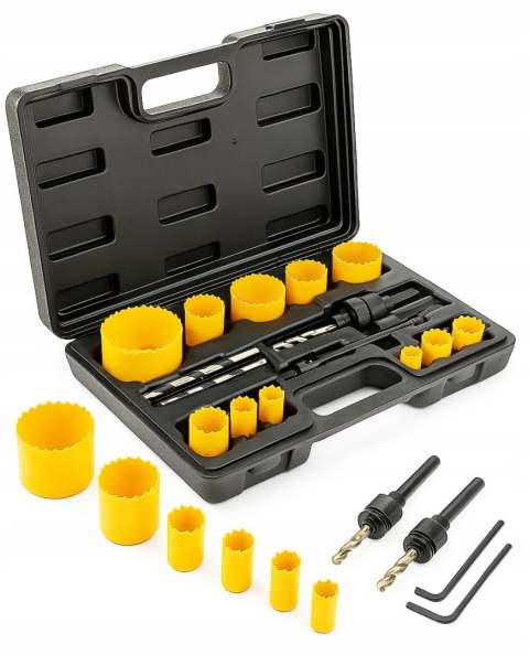 O OTWORNICE DO METALU I DREWNA BIMETAL ZESTAW OTWORNIC 17 EL. FREZY 19-76MM