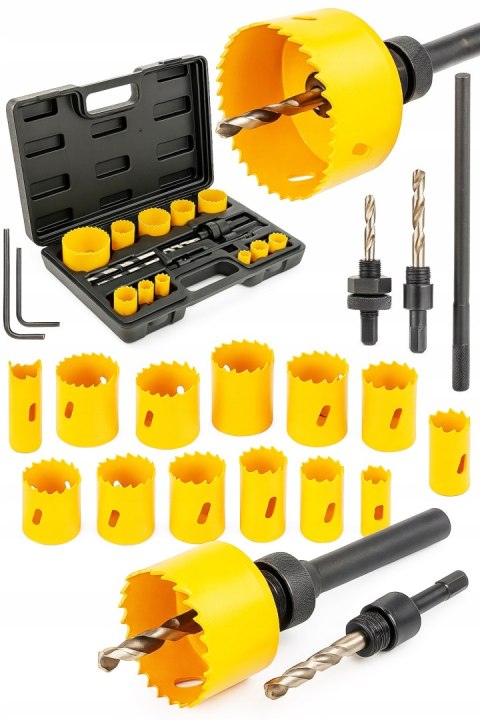 O OTWORNICE DO METALU I DREWNA BIMETAL ZESTAW OTWORNIC 17 EL. FREZY 19-76MM