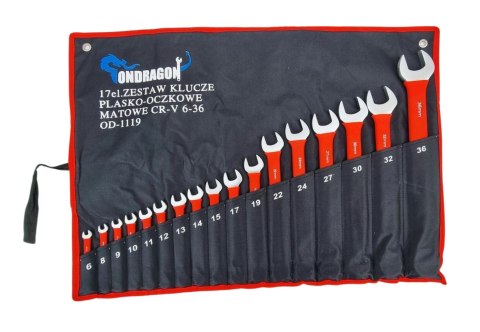 G KLUCZE PŁASKIE OCZKOWE 6-36 ZESTAW Komplet Kluczy Płaskich z GUMĄ 17EL