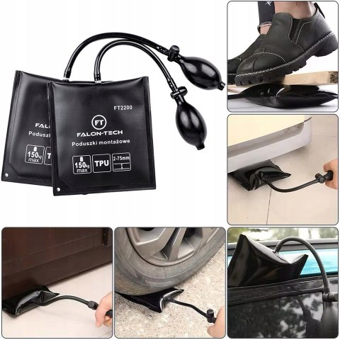 MOCNE PODUSZKI MONTAŻOWE DO PODNOSZENIA 150KG 2 SZTUKI POMPKA RĘCZNA