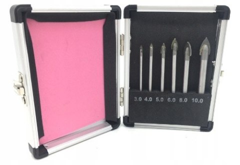 WIERTŁA DO SZKŁA GLAZURY KAFELEK CERAMIKI ZESTAW WIERTEŁ W WALIZCE WIERTŁO