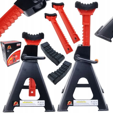 2x KOBYŁKI 6T PODSTAWKI PODPORY Z BLOKADĄ GUMĄ PIN MOCNE 6 TON REGULOWANE