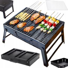 GRILL SKŁADANY TURYSTYCZNY WALIZKA PRZENOŚNY OGRODOWY WĘGLOWY Z UCHWYTEM