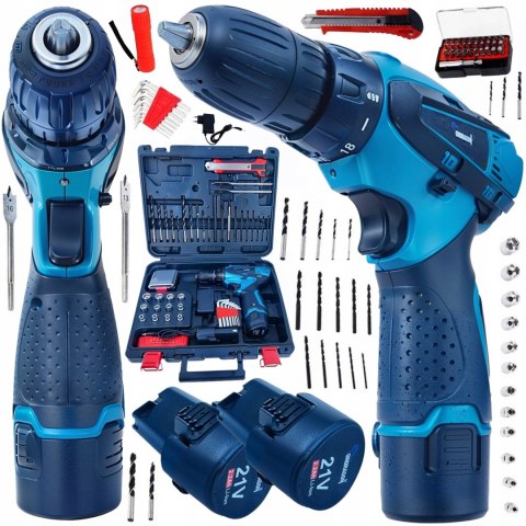 WIERTARKO WKRĘTARKA AKUMULATOROWA WKRĘTARKA 2xAKU NASADKI BITY WIERTŁA MOC