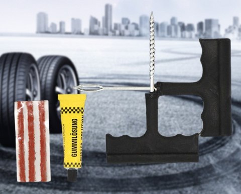 ZESTAW NAPRAWCZY DO OPON NAPRAWY OPONY KOŁA KLEJ SZNUR BEZDENTKOWYCH