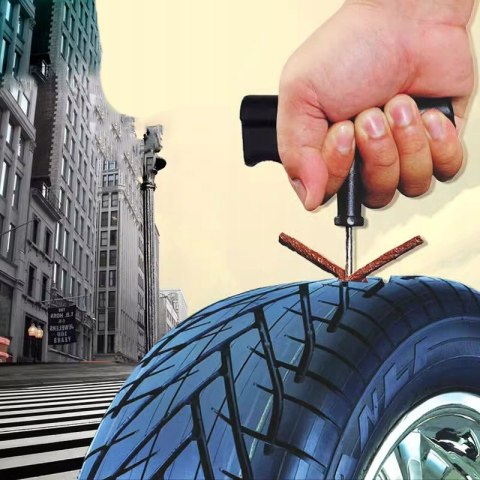 ZESTAW NAPRAWCZY DO OPON NAPRAWY OPONY KOŁA KLEJ SZNUR BEZDENTKOWYCH