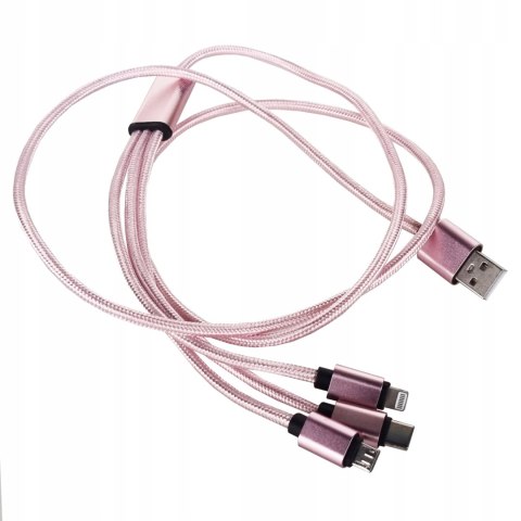 KABEL ŁADOWARKA 3w1 DO IPHONE MICRO USB TYP-C