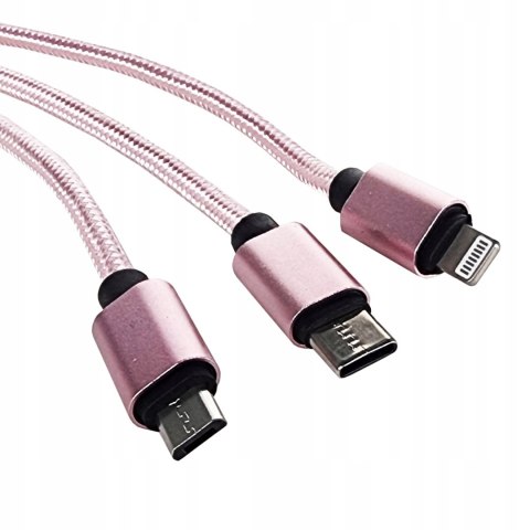 KABEL ŁADOWARKA 3w1 DO IPHONE MICRO USB TYP-C