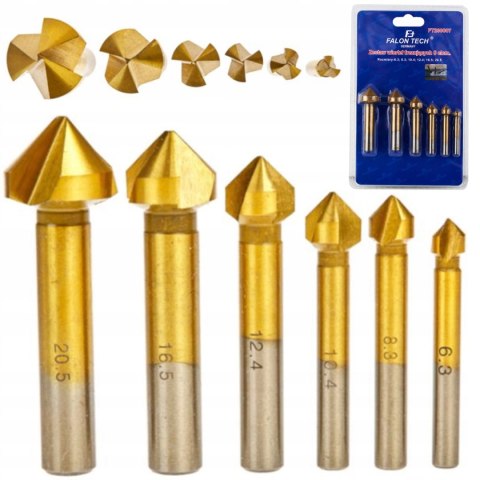 WIERTŁA FREZUJĄCE FREZY STOŻKOWE POGŁĘBIACZE 6-SZT