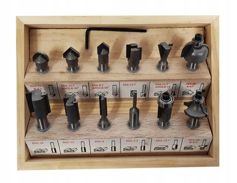 ZESTAW FREZÓW ŁOŻYSKOWANYCH DO DREWNA FREZY 12el