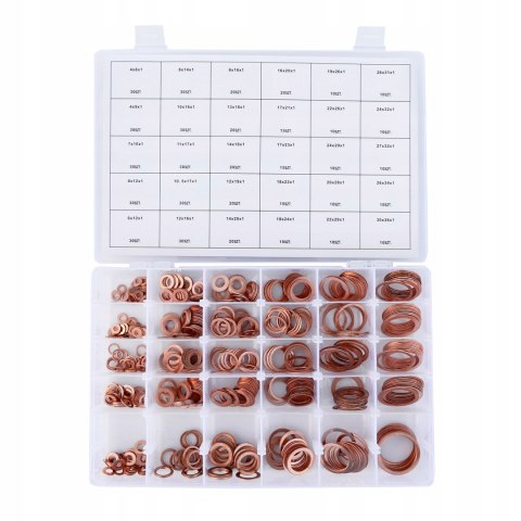 PODKŁADKI MIEDZIANE USZCZELKI MIEDŹ ZESTAW 300 SZT